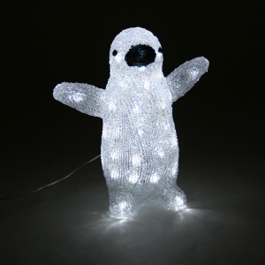 Akrüül Pingviin, 40 valge LED tulega /4 29*16*31cm