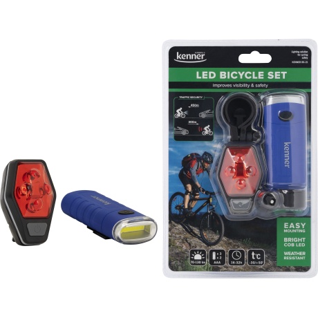 LED bicycle light set (front + rear light)
