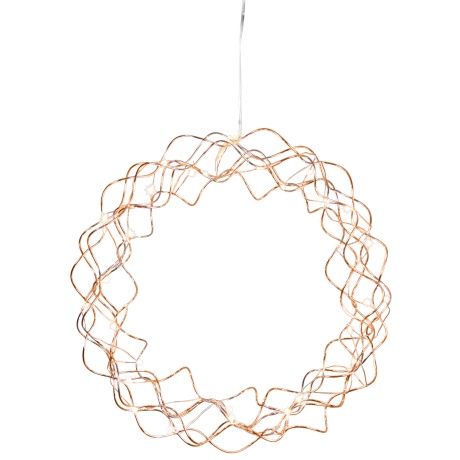 Copper wreath &quot;Curly&quot;, Ø30x6cm, 30 Led, 230V - 3VDC, IP20