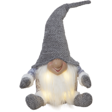 Decoration sitting dwarf, gray, 34cm. 4 LEDs, battery powered, IP20