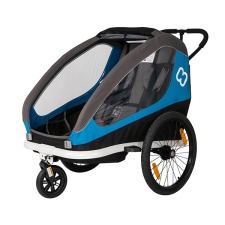 Hamax bicycle trailer and pram TRAVELER, 2 seats, blue / gray