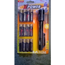 Ansmann alkaline batteries &quot;X-Power&quot; 12 x AA + flashlight 0.5w LED 14h / 30m metal housing IP54 EOL