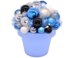 Christmas deco Flashy, height 25 cm, with 10 LED lights, blue / white / silver / 6