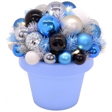 Christmas deco Flashy, height 25 cm, with 10 LED lights, blue / white / silver / 6