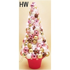 Christmas deco Flashy, pyramid shaped, height 80 cm, 50 LED lights white / pink / 1