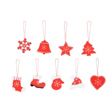 Christmas tree jewelry selection Red 9 different shapes 20x19,8x1,6cm 12/48