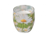 Scented candle in decorated glass, Daisy Meadow