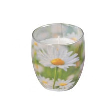 Scented candle in decorated glass, Daisy Meadow