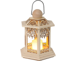 Lantern made of wood, wax warm-white LED candle 15000h