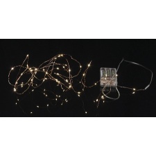 Light chain Dewdrop, 40 LED, copper, length 3.9m, timer 6h ON / 18h OFF, pat. 3xAA (not included), or. 100h, IP20