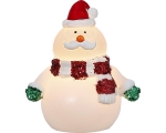 Snowman pun. with hat, wax, 13x16,5cm, 2 LED lights, timer 6h ON / 18h OFF, pat 2xAA not included k, or. working time 150h IP20