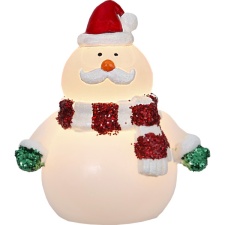 Snowman pun. with hat, wax, 13x16,5cm, 2 LED lights, timer 6h ON / 18h OFF, pat 2xAA not included k, or. working time 150h IP20