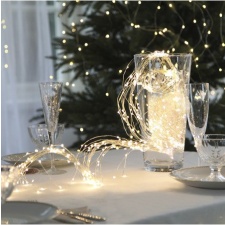 Light chain &quot;Dew drops&quot; 360 LED lights. Warm white, silver