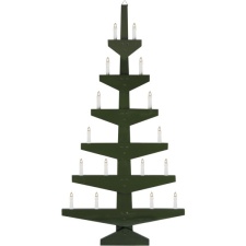 Wall spruce, green wooden, 59,5x113,5x5cm, 16x E10 candle, 230V, IP44