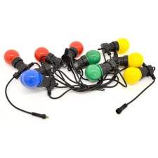 Light cable with 10 large LED lamps, extendable, matt color IP44 24V