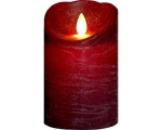 LED candle made of wax, dark red, yellow flame 10000h