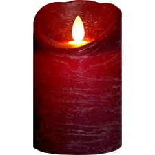 LED candle made of wax, dark red, yellow flame 10000h