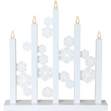 White candlestick &quot;Falling snow&quot;, 46x48x8cm, 5 LEDs, 230V, IP20